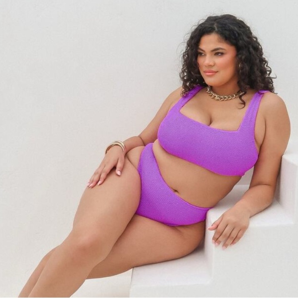 Show Me Your Mumu Sail Bikini Top in Ultra Violet Scrunch Size Large - Picture 3 of 9
